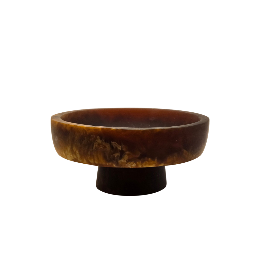 Hand-Poured Pedestal Serving Bowl - Small Caramel Resin Bowl for Snacks & Sides V1026-KLCFR2813CA