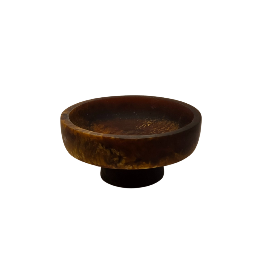 Hand-Poured Pedestal Serving Bowl - Small Caramel Resin Bowl for Snacks & Sides V1026-KLCFR2813CA