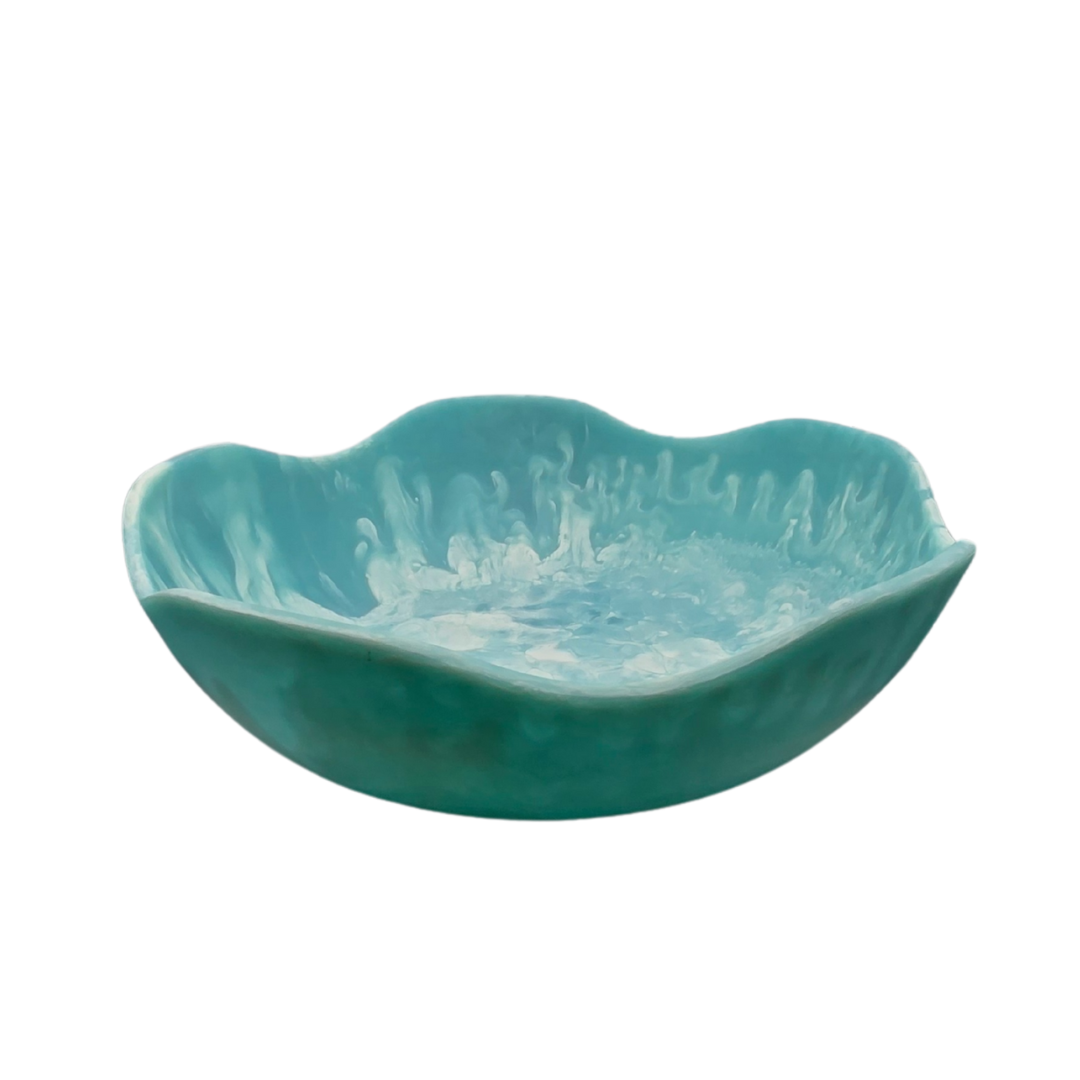 Handmade Resin Bowl - Ocean Swirl Blue | Wavy Edge | 15.5cm | Small Decorative Bowl V1026-KLCHH24084BL