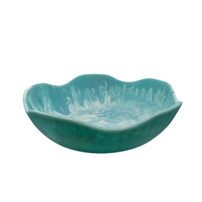 Handmade Resin Bowl - Ocean Swirl Blue | Wavy Edge | 15.5cm | Small Decorative Bowl V1026-KLCHH24084BL