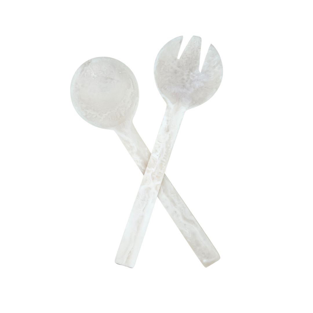 Lorne White Resin Salad Server Set - Handcrafted V1026-KLCHH24096WH
