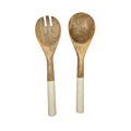 Handcrafted Mango Wood & Enamel Salad Server Set - Sustainable Serving Utensils V1026-KLCHH24261