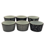 Ceramic Bakeware Set Blue Patterned Ramekins Set of 6 V1026-KLCRAM001