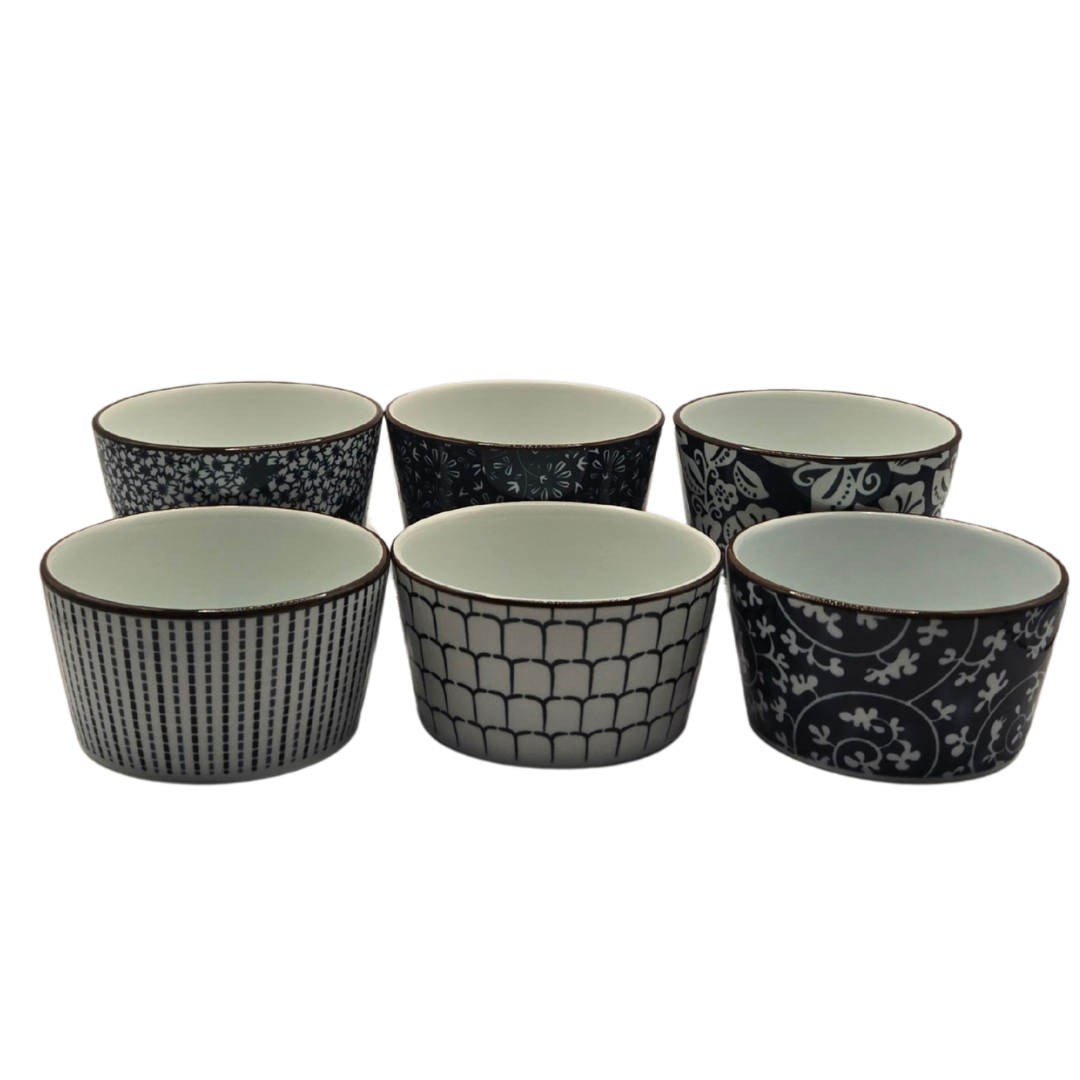 Ceramic Bakeware Set Blue Patterned Ramekins Set of 6 V1026-KLCRAM001