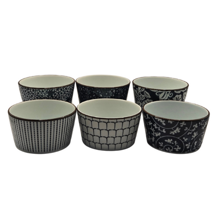 Ceramic Bakeware Set Blue Patterned Ramekins Set of 6 V1026-KLCRAM001