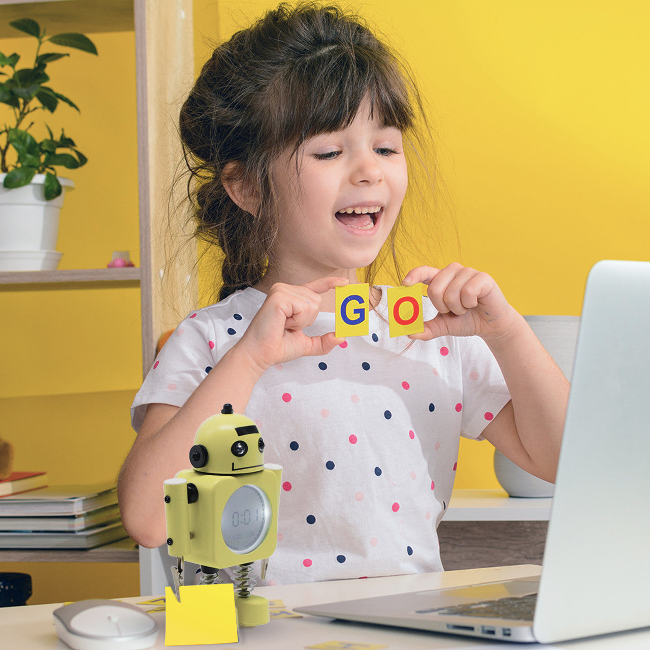 Laser Kids Robot Alarm Clock - Yellow V1031-ALC-KROBOT-YL
