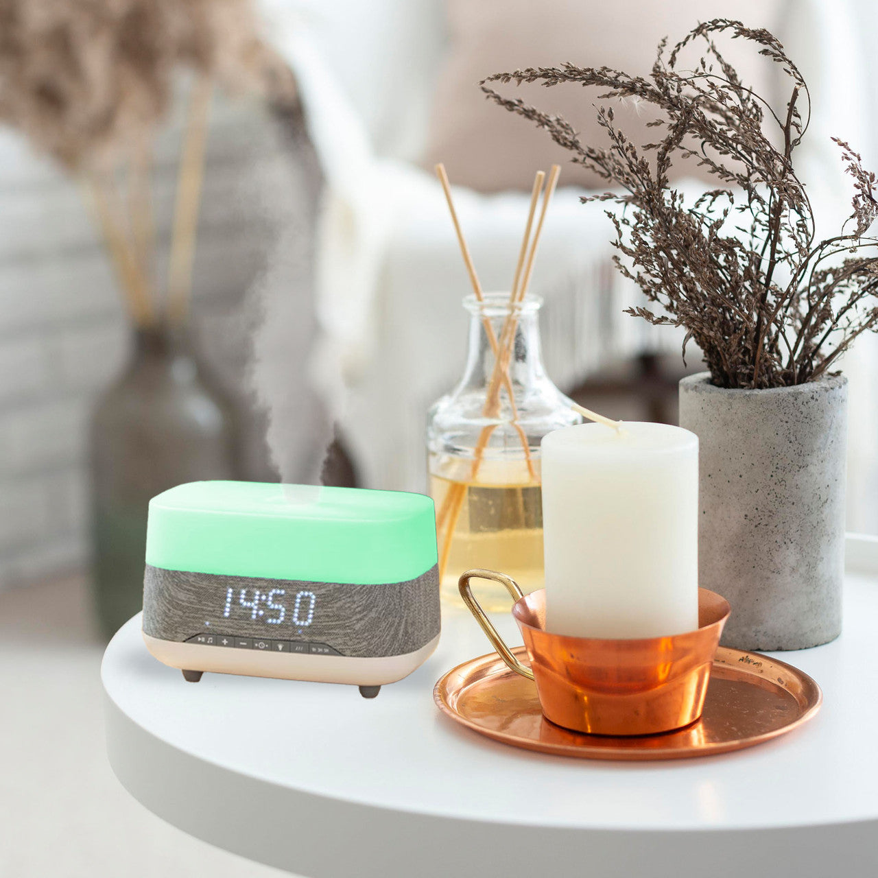 Laser Ambient Diffuser Clock Radio with Bluetooth Speaker & Light V1031-AO-ADSP-924