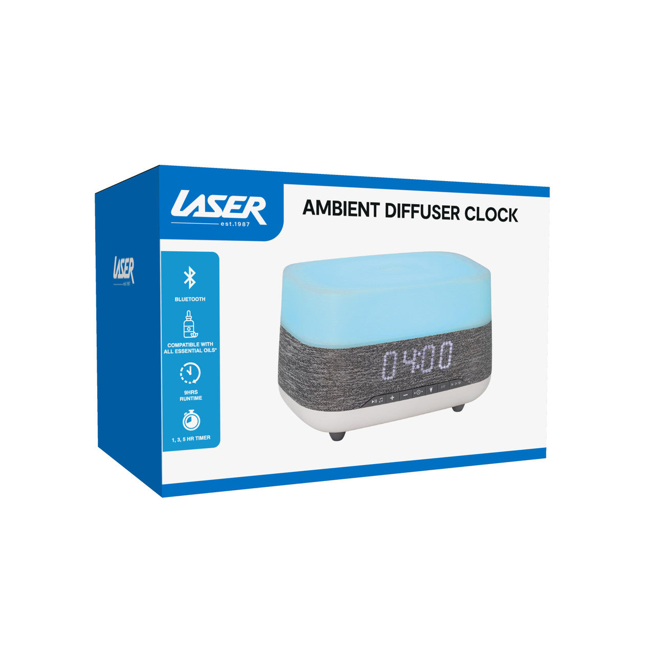 Laser Ambient Diffuser Clock Radio with Bluetooth Speaker & Light V1031-AO-ADSP-924