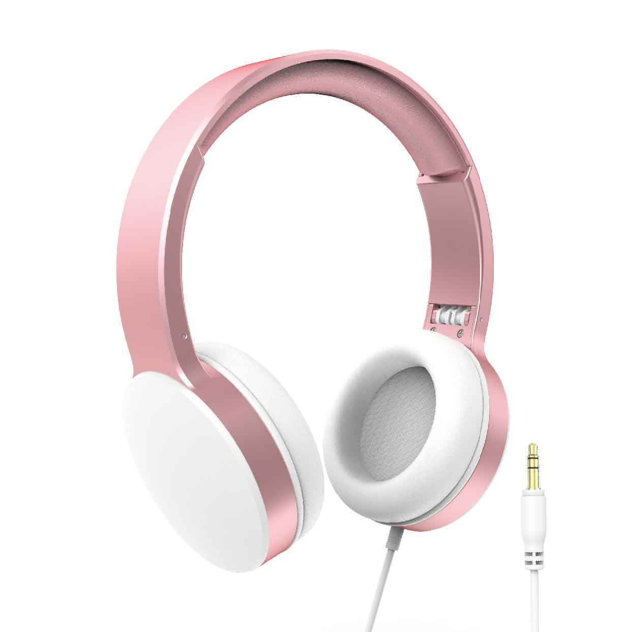 Laser Wired Headphones with 40mm Drivers Rose Gold V1031-AO-HEAD22-ROS
