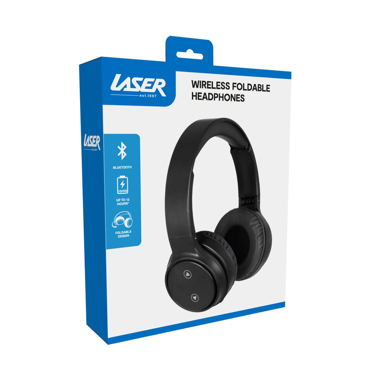 Laser Foldable Bluetooth Headphones with Mic Black V1031-AO-HEADB18-BK-791