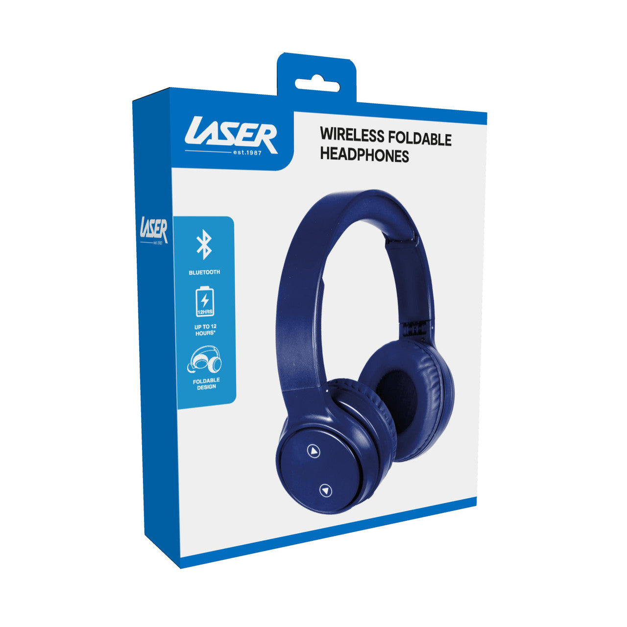 Laser Foldable Bluetooth Headphones with Mic - Navy Blue V1031-AO-HEADB18-N
