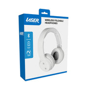 Laser Foldable Bluetooth Headphones with Mic Bright White V1031-AO-HEADB18-W