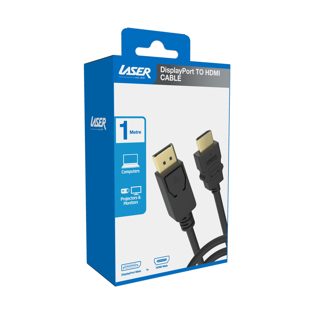 Laser DisplayPort to HDMI Cable 1080p 1m V1031-CB-DHDMI