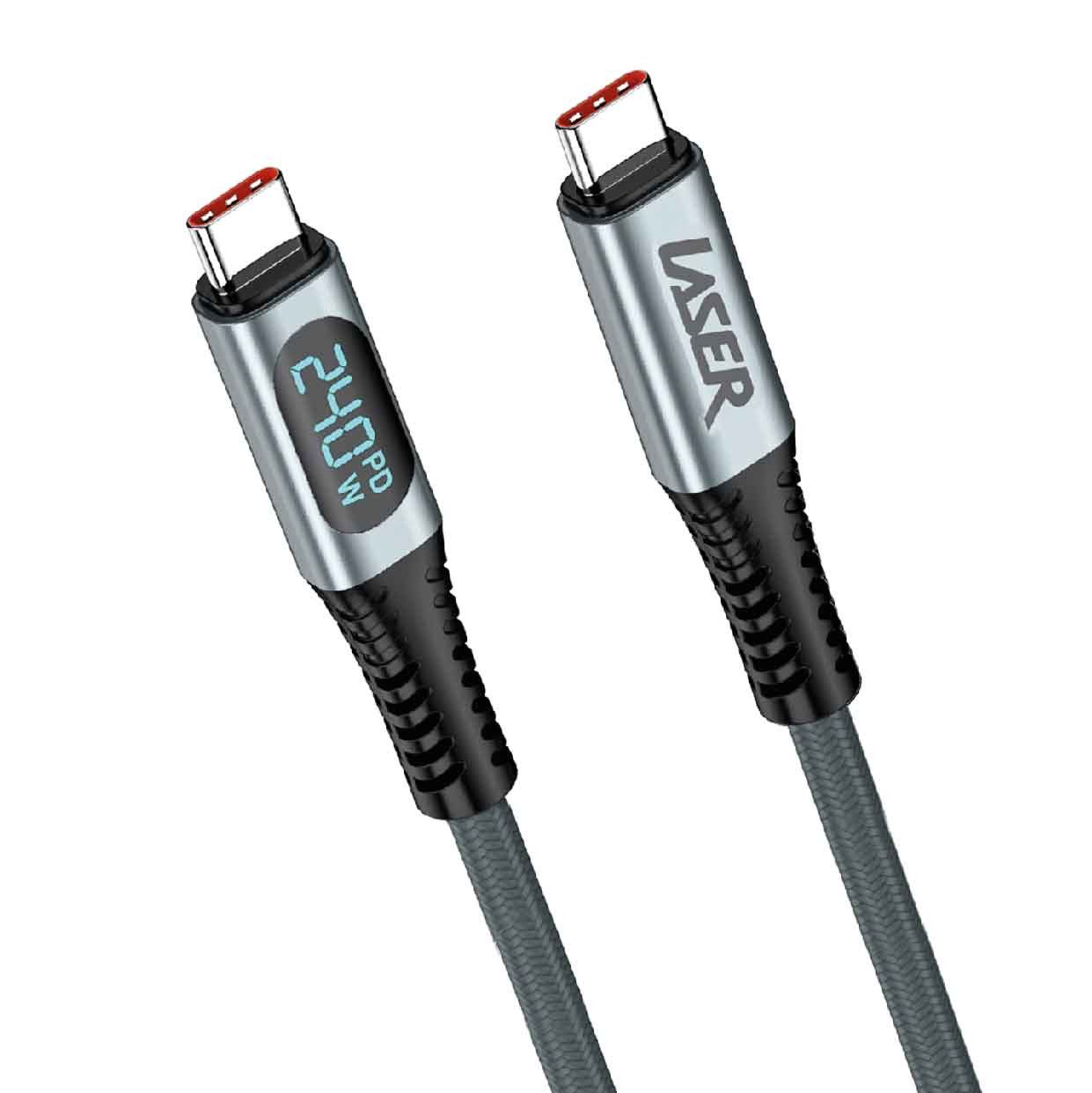 Laser 240W USB-C to USB-C LCD Braided Cable 1M V1031-CB-UC32D-252