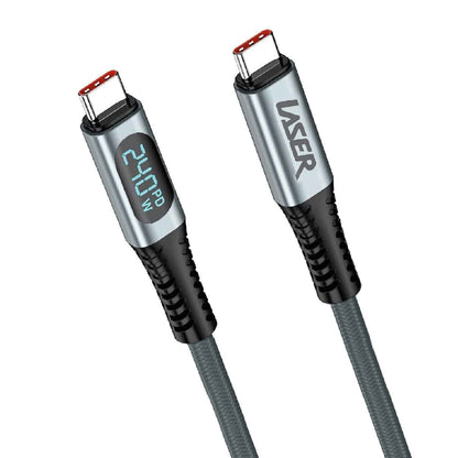 Laser 240W USB-C to USB-C LCD Braided Cable 1M V1031-CB-UC32D-252