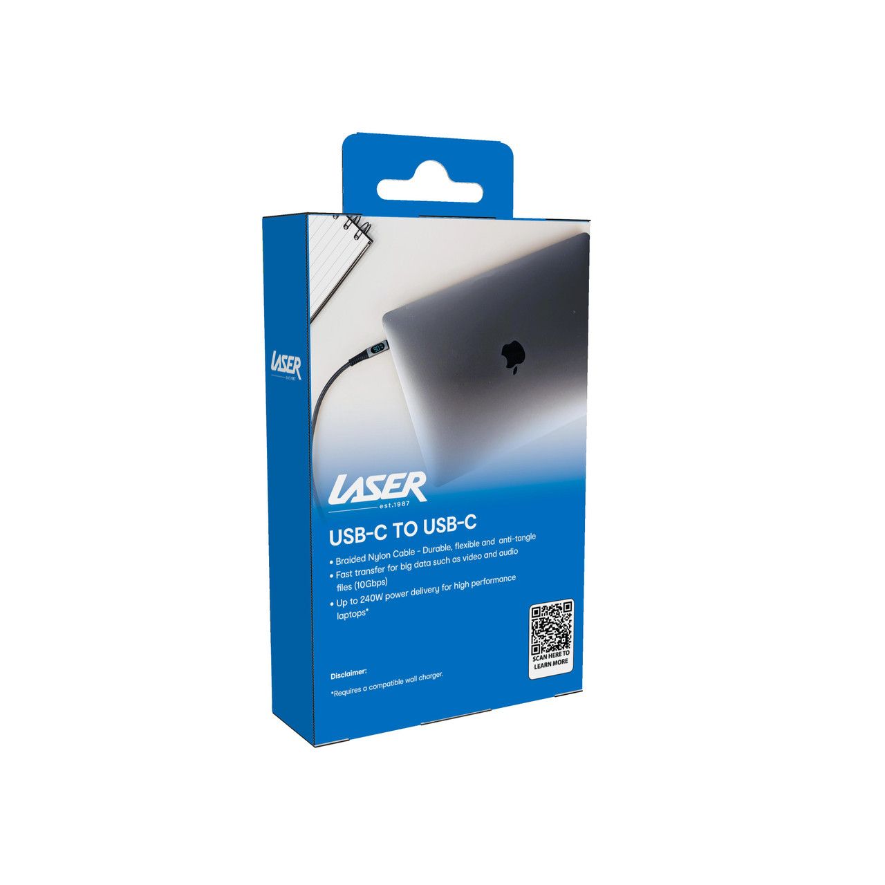 Laser 240W USB-C to USB-C LCD Braided Cable 1M V1031-CB-UC32D-252
