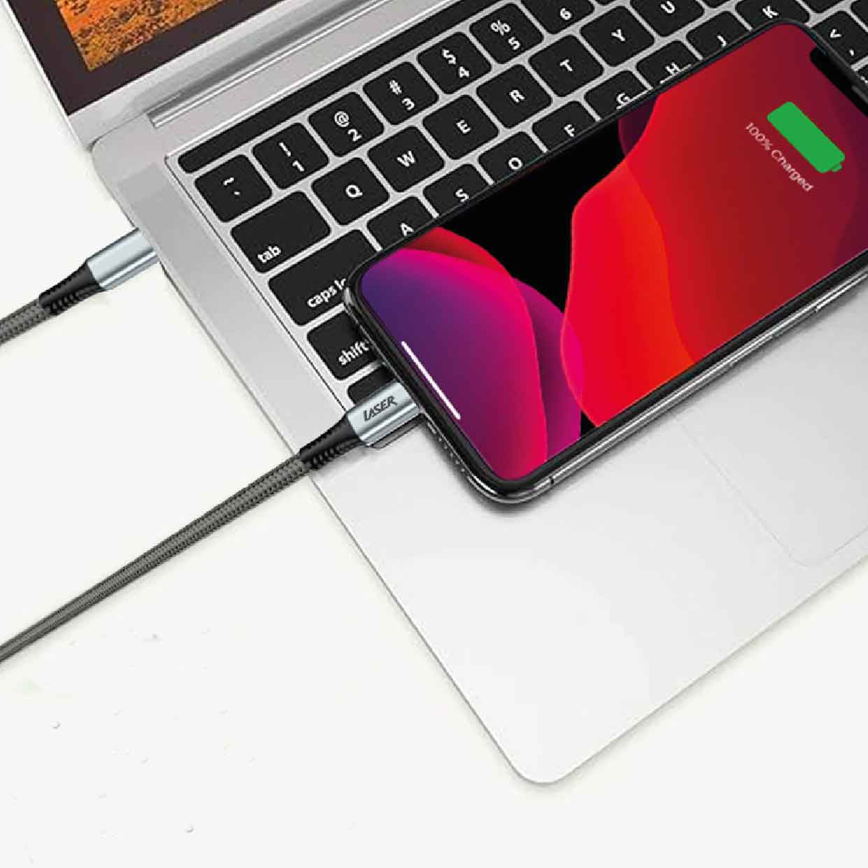 Laser 240W USB-C to USB-C Braided Cable 1M V1031-CB-UC4HP-245