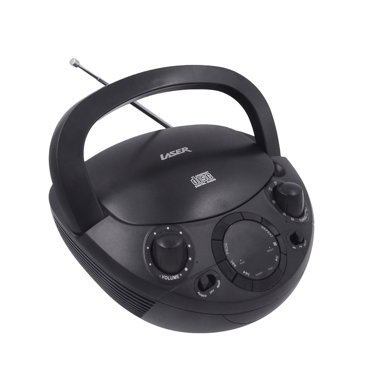 Laser Black Portable CD Boombox with AM/FM Radio V1031-CDBB-200-BLK