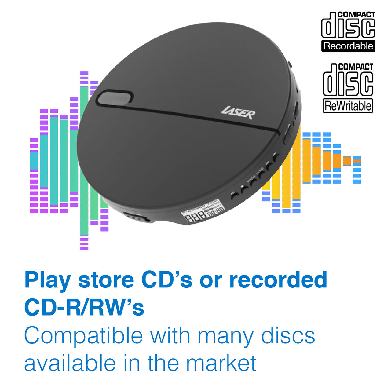 Laser Portable CD MP3 Player with Anti-Skip Tech and Headphones V1031-CDP-WM03-388