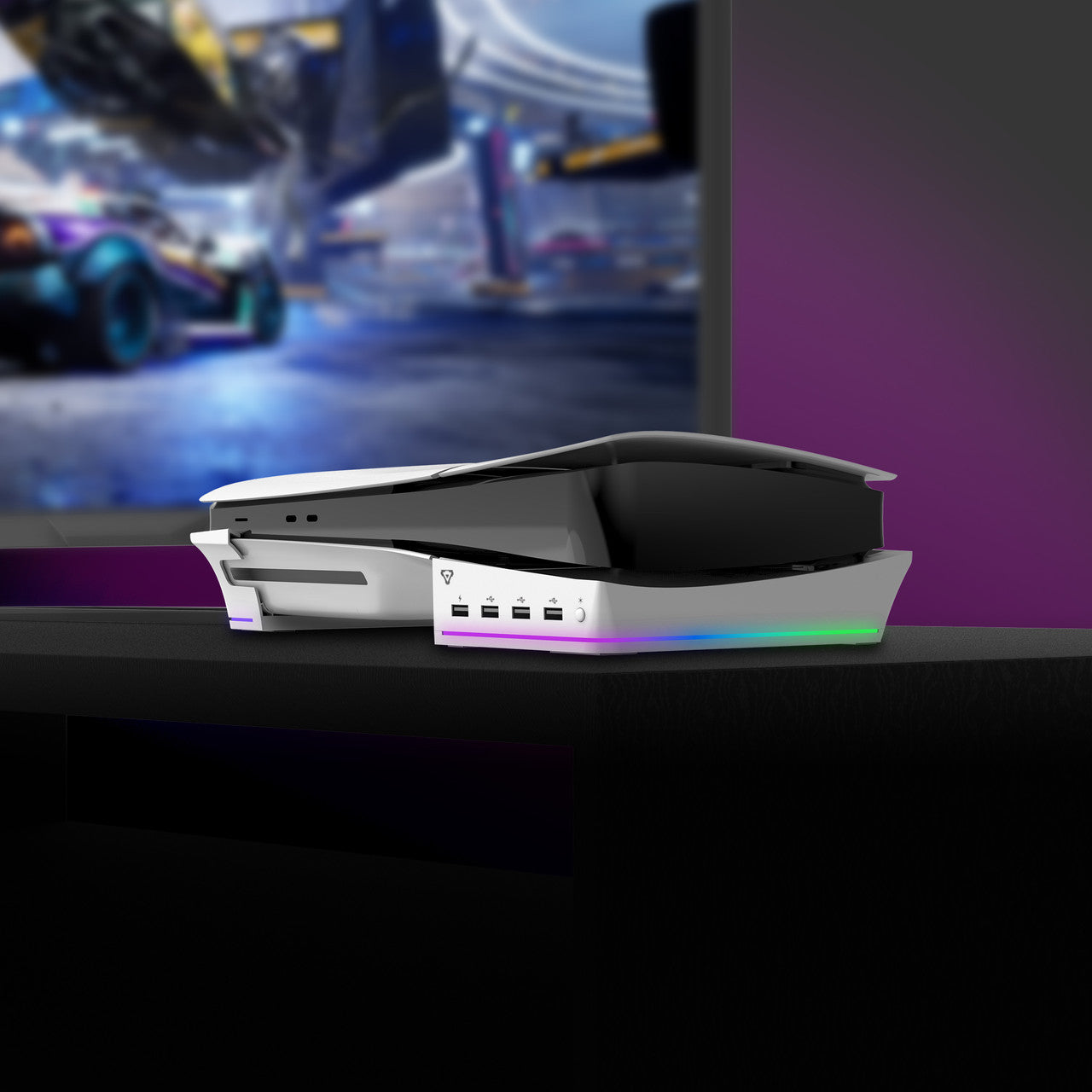 Laser Gaming PS5 Slim RGB Horizontal Stand with 4 USB Ports V1031-CG-P5SHSW-887