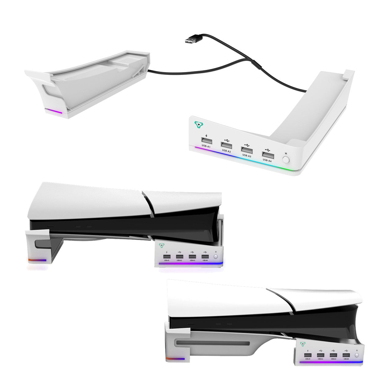 Laser Gaming PS5 Slim RGB Horizontal Stand with 4 USB Ports V1031-CG-P5SHSW-887