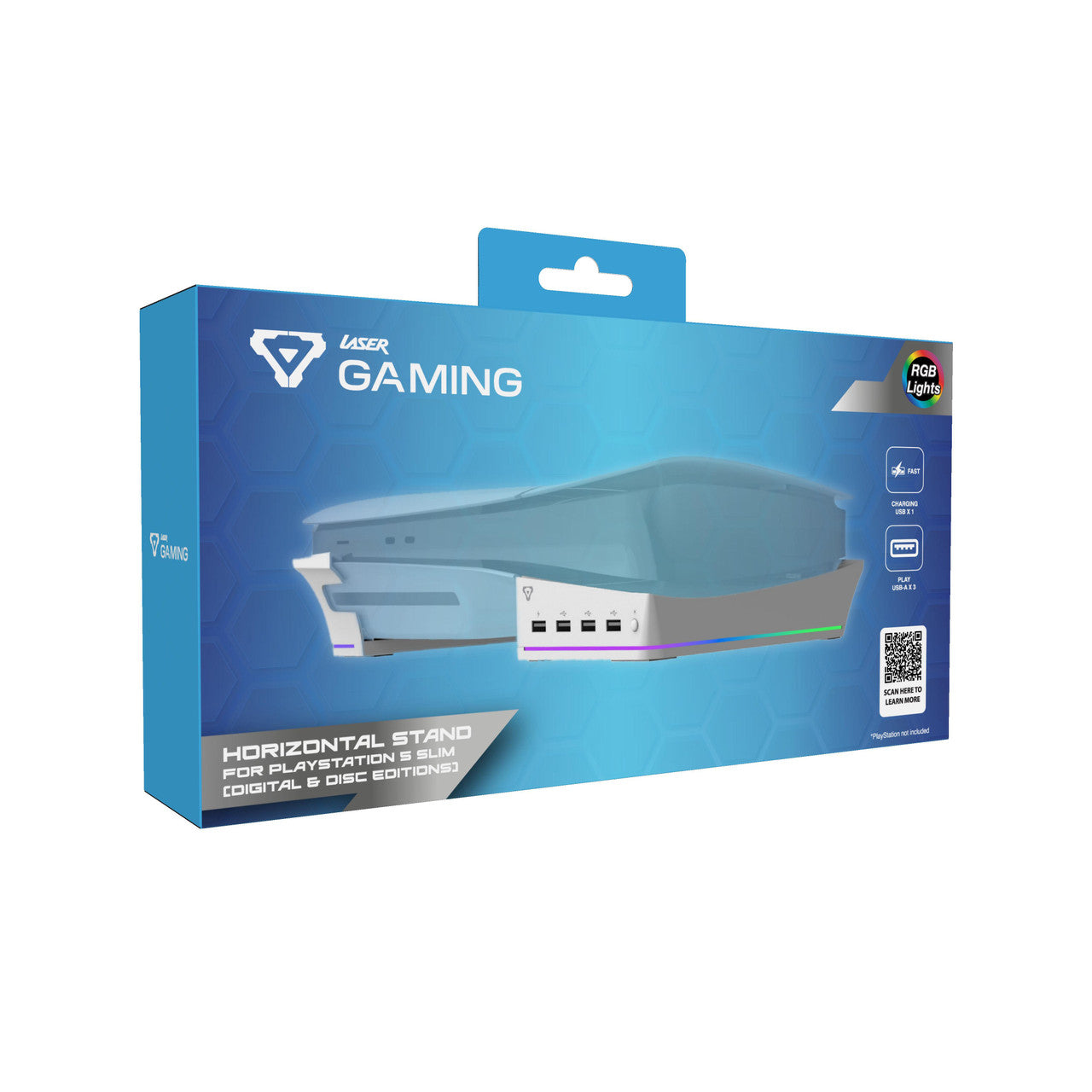 Laser Gaming PS5 Slim RGB Horizontal Stand with 4 USB Ports V1031-CG-P5SHSW-887