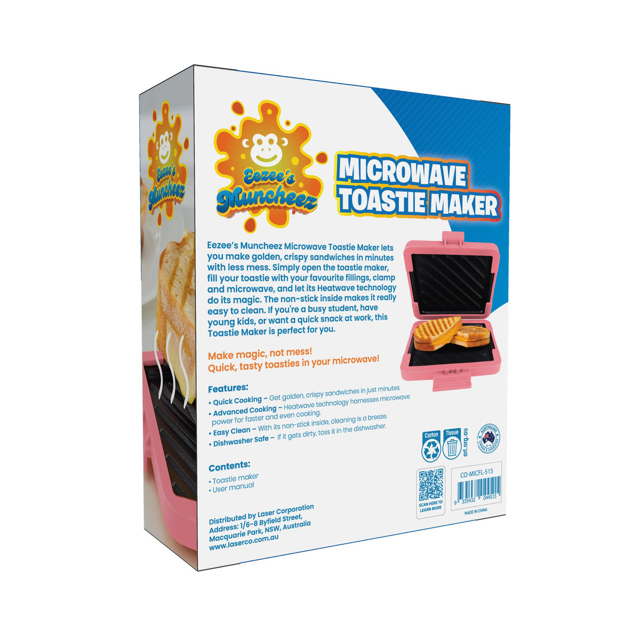 Laser Microwave Toastie Maker Flamingo Pink V1031-CO-MICFL-515