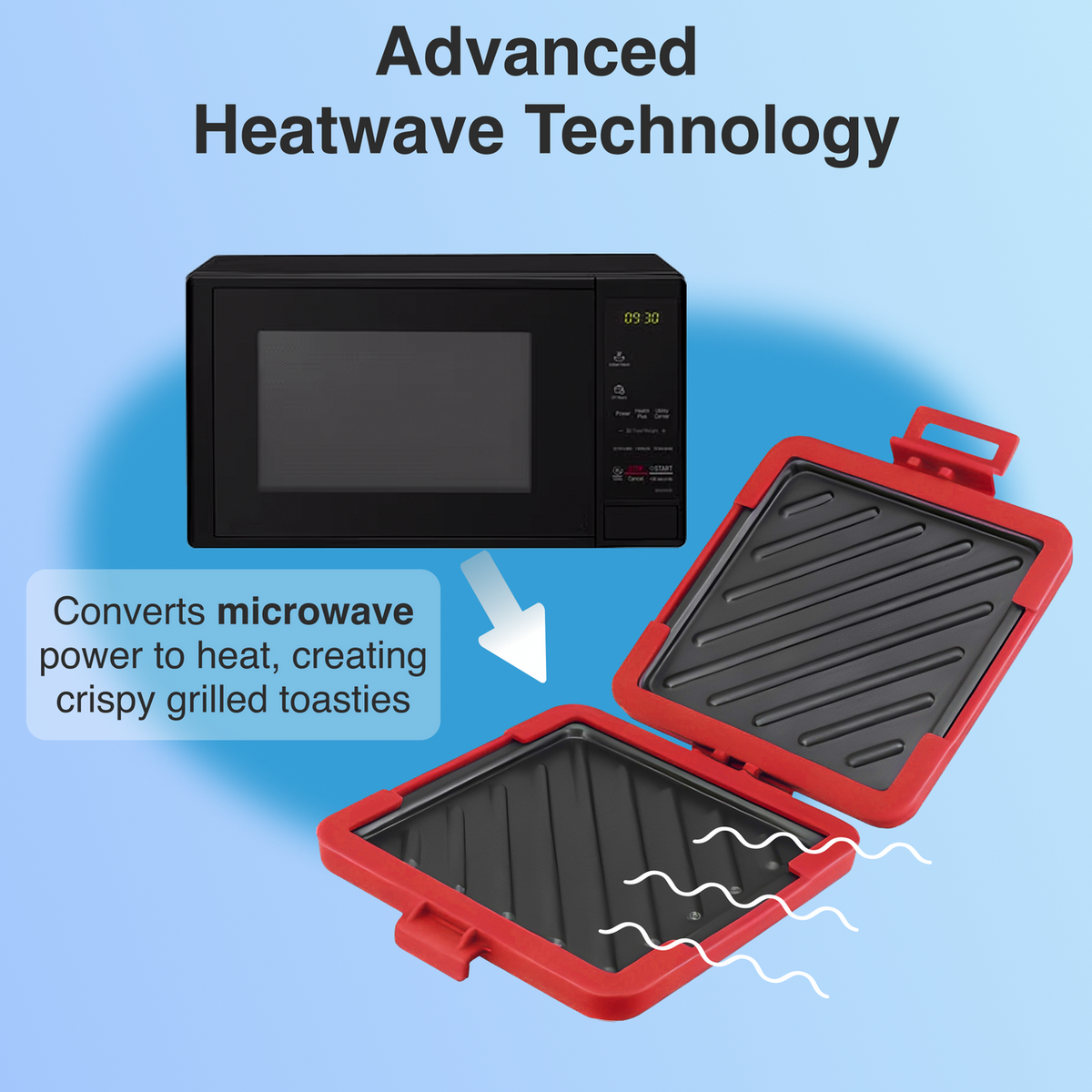 Laser Microwave Toastie Maker with Heatwave Tech Red V1031-CO-MICSM-132