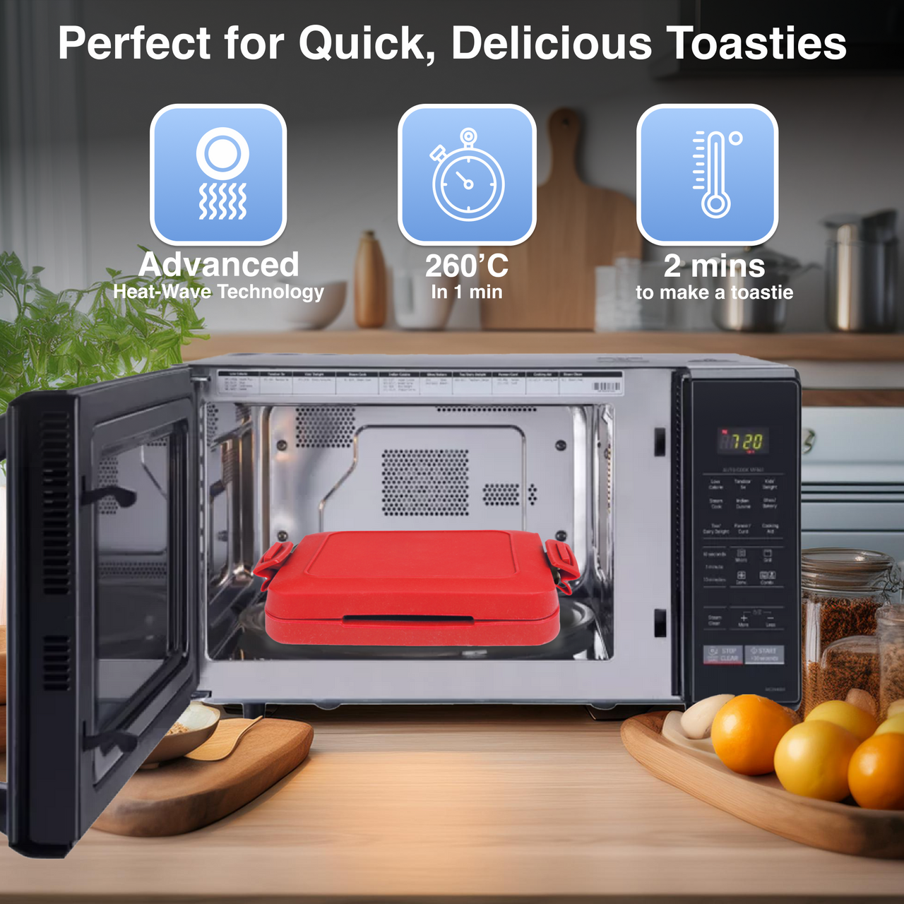 Laser Microwave Toastie Maker with Heatwave Tech Red V1031-CO-MICSM-132