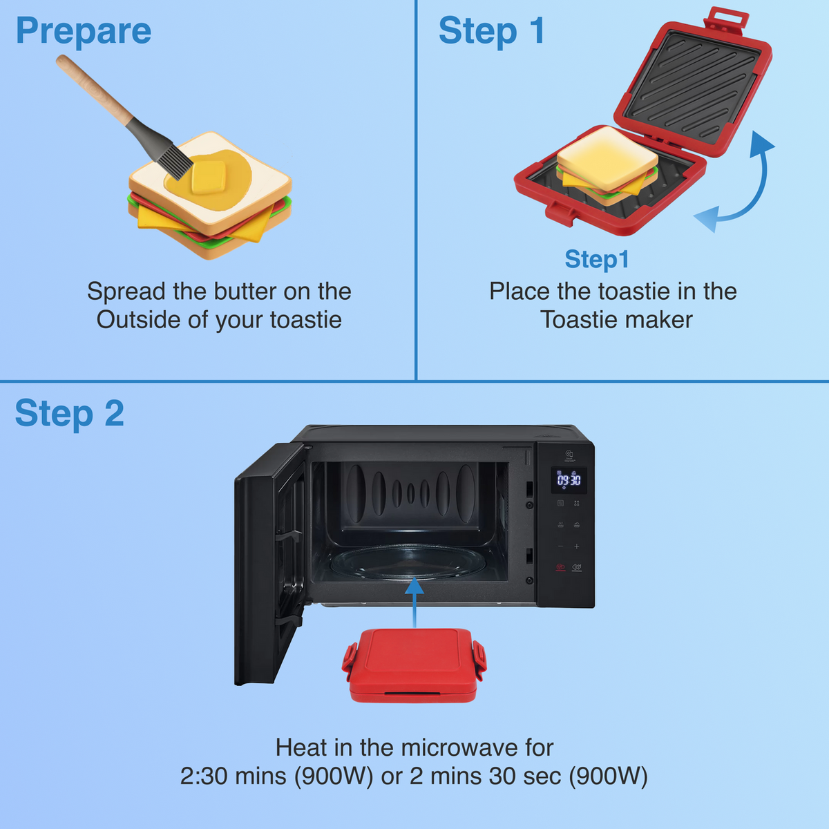 Laser Microwave Toastie Maker with Heatwave Tech Red V1031-CO-MICSM-132