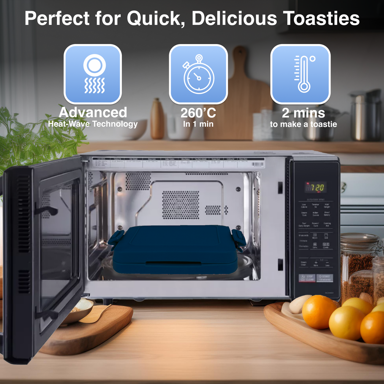 Laser Heatwave Tech Microwave Toastie Maker Blue V1031-CO-MICSNA-620