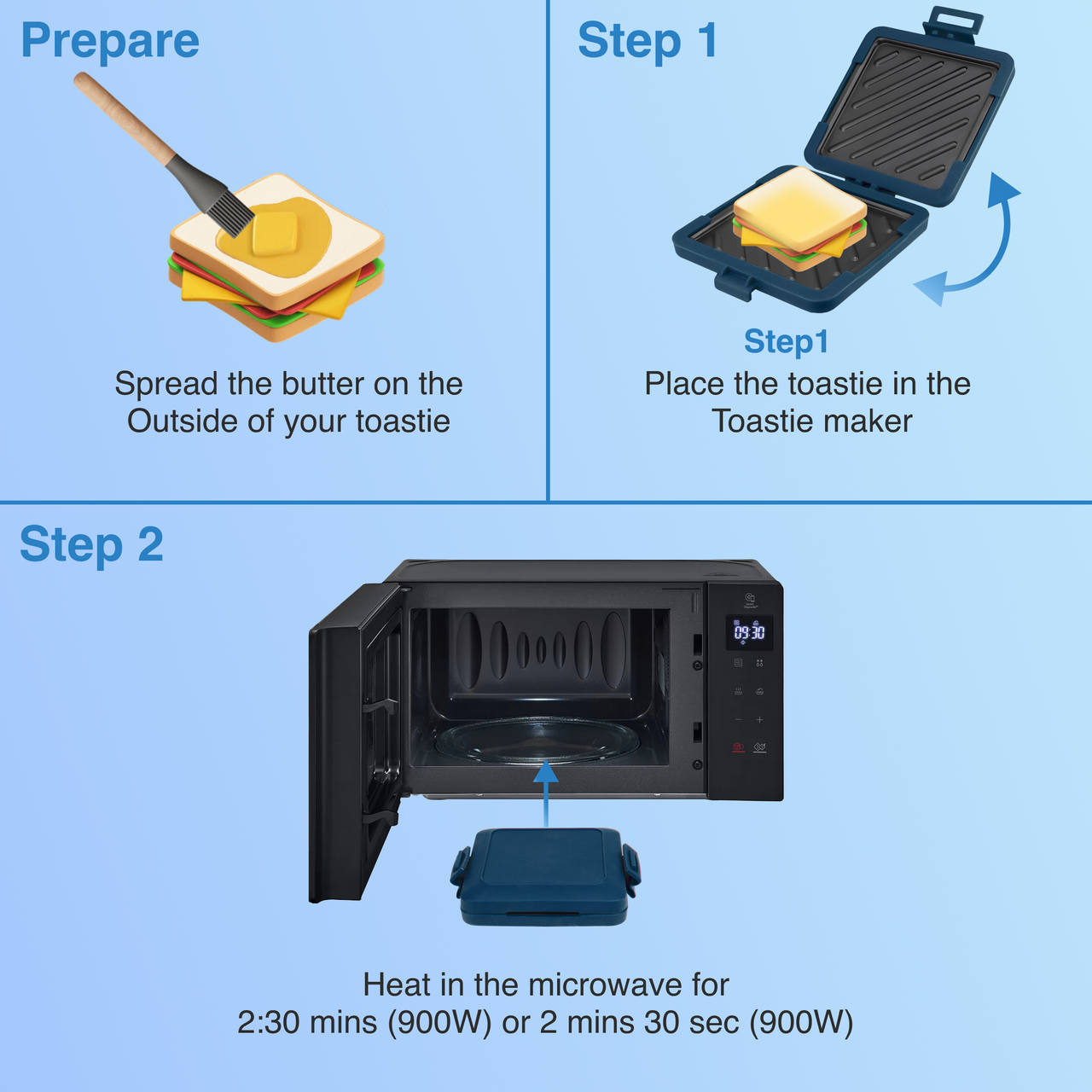 Laser Heatwave Tech Microwave Toastie Maker Blue V1031-CO-MICSNA-620
