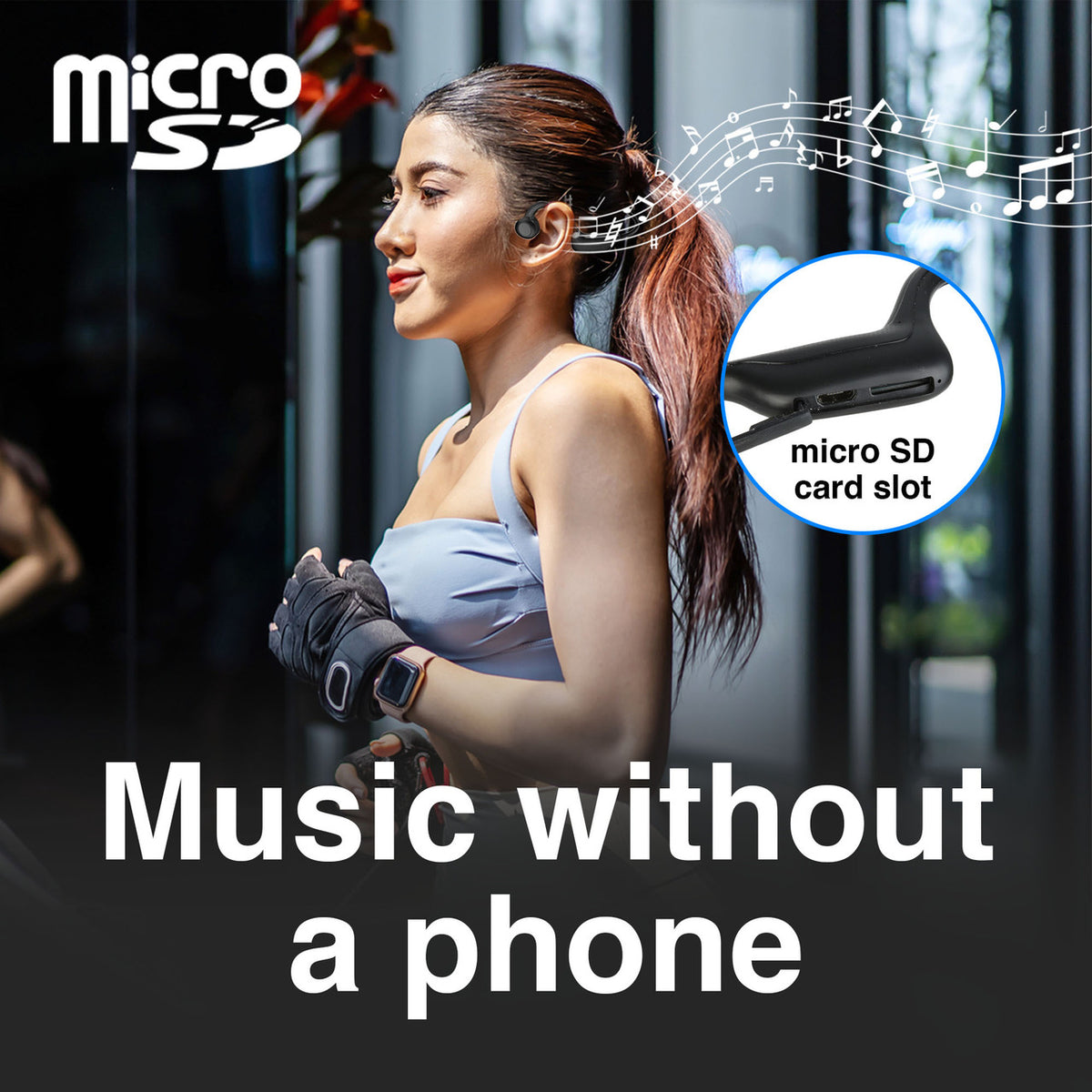 Laser Wireless Open Ear Earphones Black V1031-EP-AC25BK-171