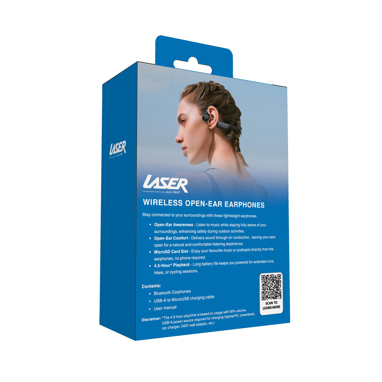 Laser Wireless Open Ear Earphones Black V1031-EP-AC25BK-171