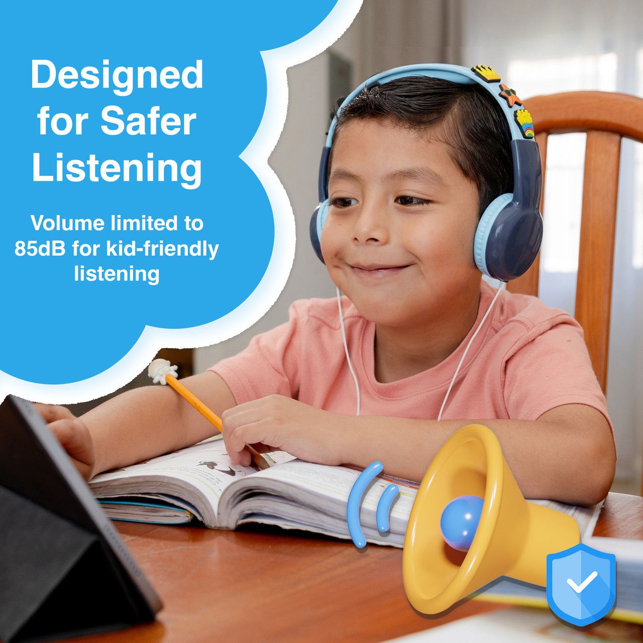 Laser Kids Wired Headphones with Charms Blue V1031-HP-KW26BL-001