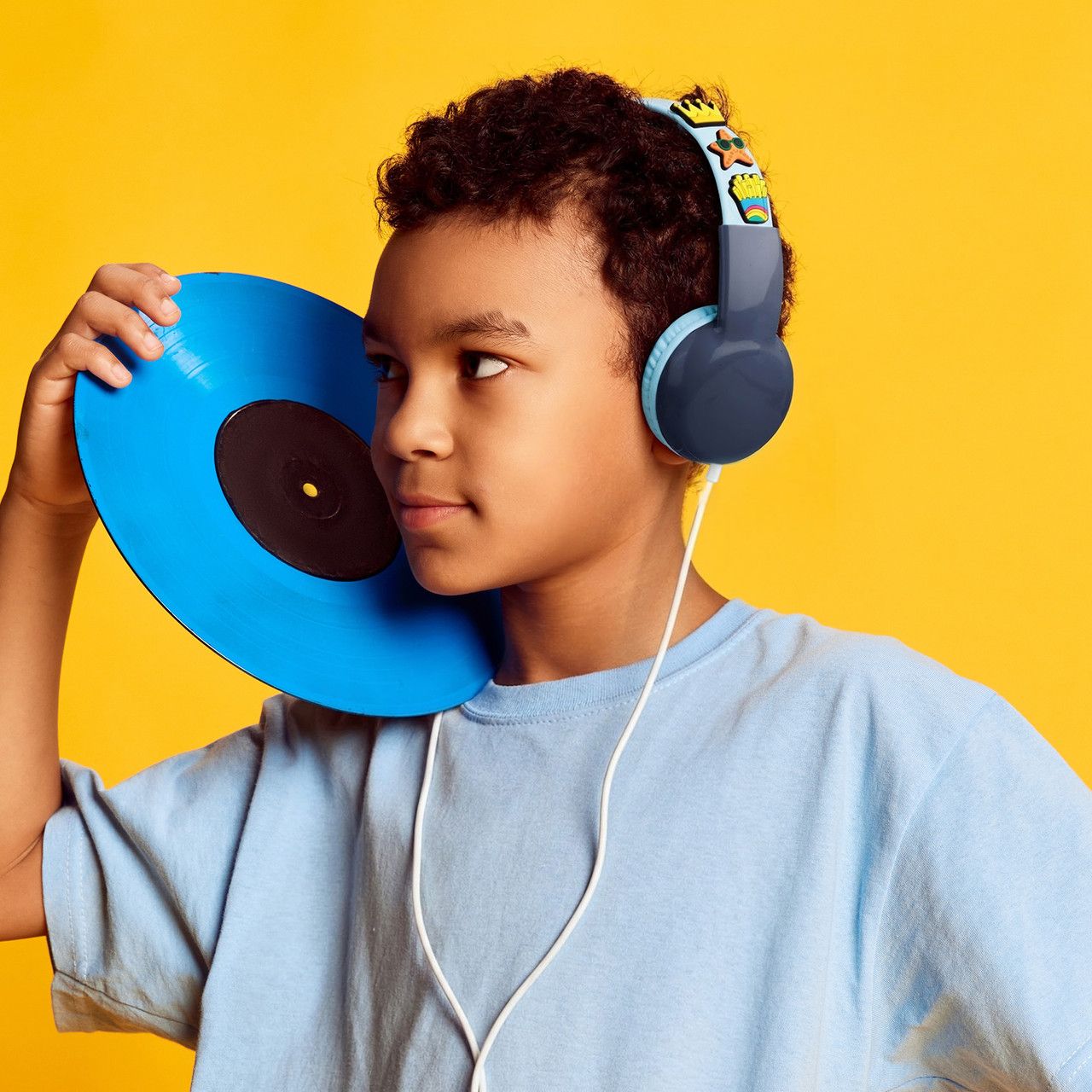Laser Kids Wired Headphones with Charms Blue V1031-HP-KW26BL-001
