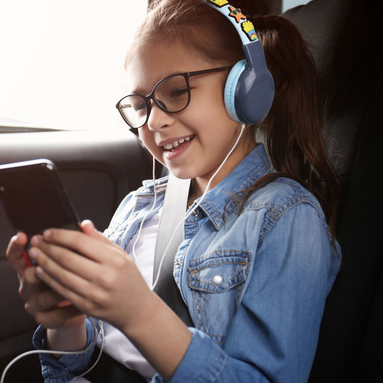 Laser Kids Wired Headphones with Charms Blue V1031-HP-KW26BL-001