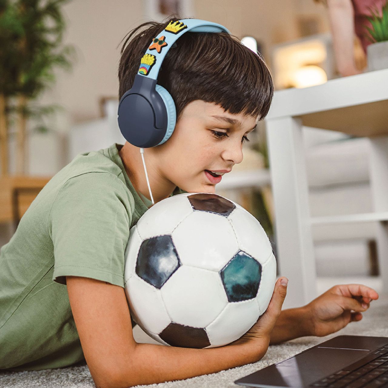 Laser Kids Wired Headphones with Charms Blue V1031-HP-KW26BL-001
