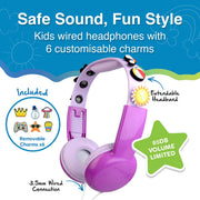 Laser Kids Wired Headphones with Charms Pink V1031-HP-KW26PK-018