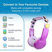 Laser Kids Wired Headphones with Charms Pink V1031-HP-KW26PK-018