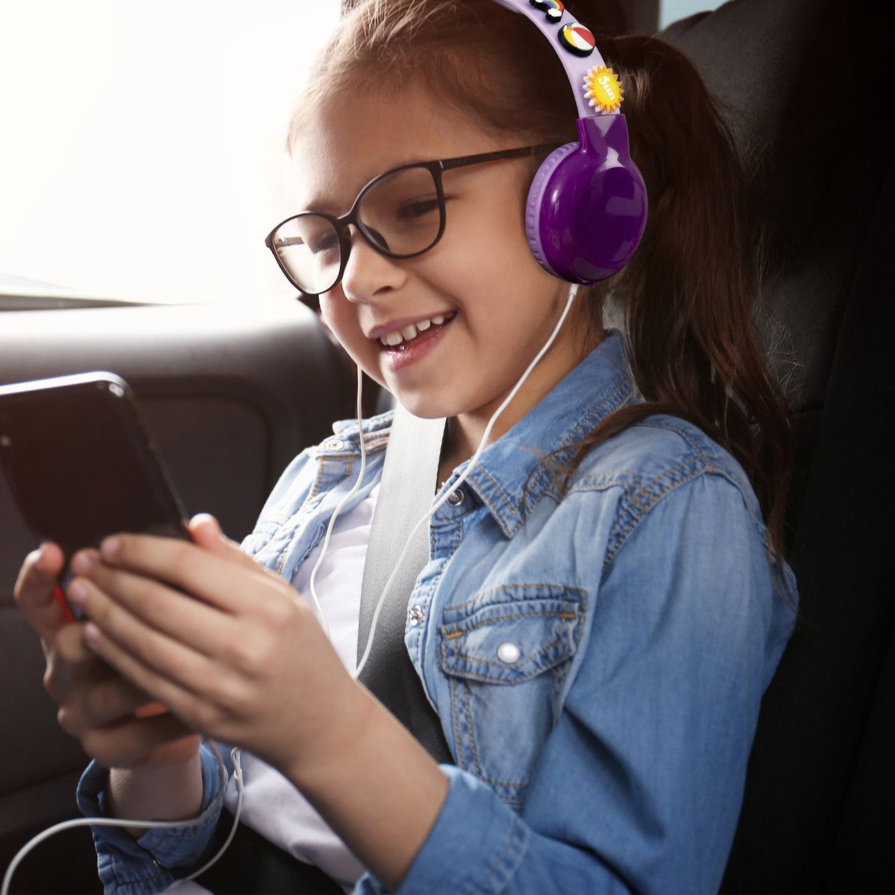 Laser Kids Wired Headphones with Charms Pink V1031-HP-KW26PK-018