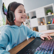 Laser Kids Angel Wings Headphones with Mic Black V1031-HP-KWINBK-430