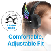 Laser Kids Angel Wings Headphones with Mic Black V1031-HP-KWINBK-430