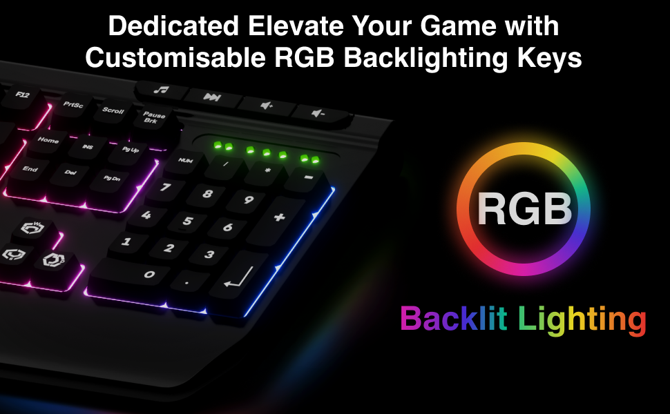 Laser RGB Gaming Keyboard with Anti-Ghosting Keys V1031-KB-MBK701-BK