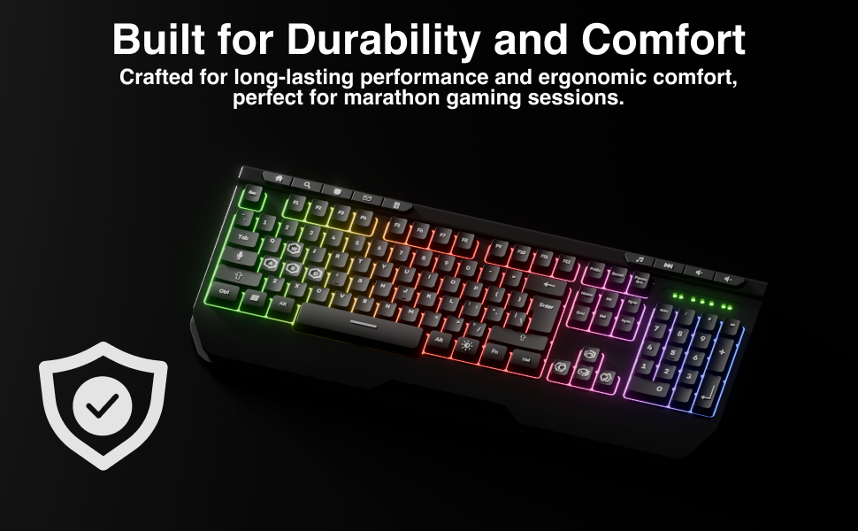 Laser RGB Gaming Keyboard with Anti-Ghosting Keys V1031-KB-MBK701-BK