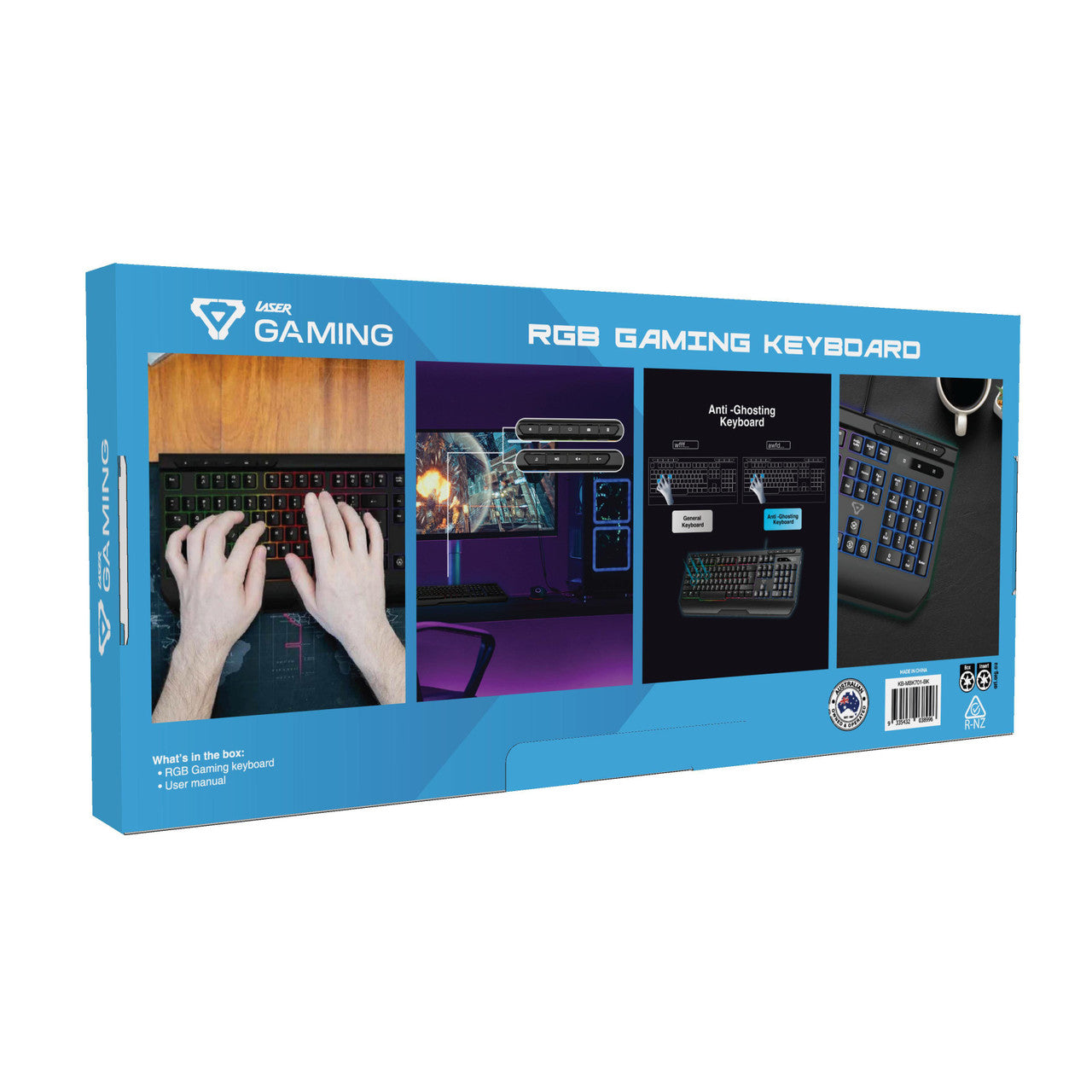 Laser RGB Gaming Keyboard with Anti-Ghosting Keys V1031-KB-MBK701-BK