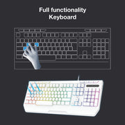 Laser White Gaming RGB Keyboard Full Size with Multimedia Keys V1031-KB-MBK701-WH05
