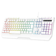 Laser White Gaming RGB Keyboard Full Size with Multimedia Keys V1031-KB-MBK701-WH05