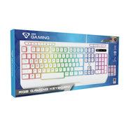Laser White Gaming RGB Keyboard Full Size with Multimedia Keys V1031-KB-MBK701-WH05