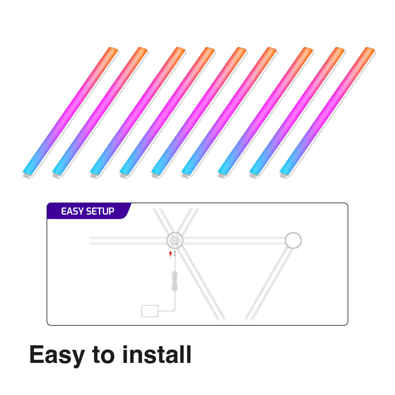 Laser Smart AmbiColour Light Bars RGB WiFi V1031-LSH-9BAR-020